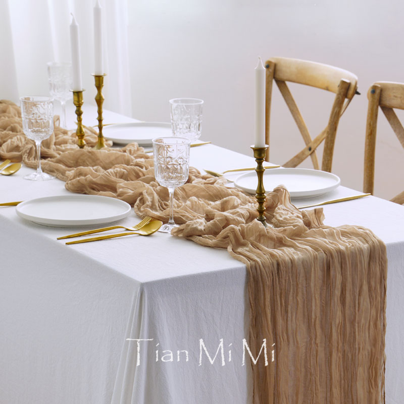 Christmas Table Runner - Semi-Sheer Gauze Table Runner Light Brown