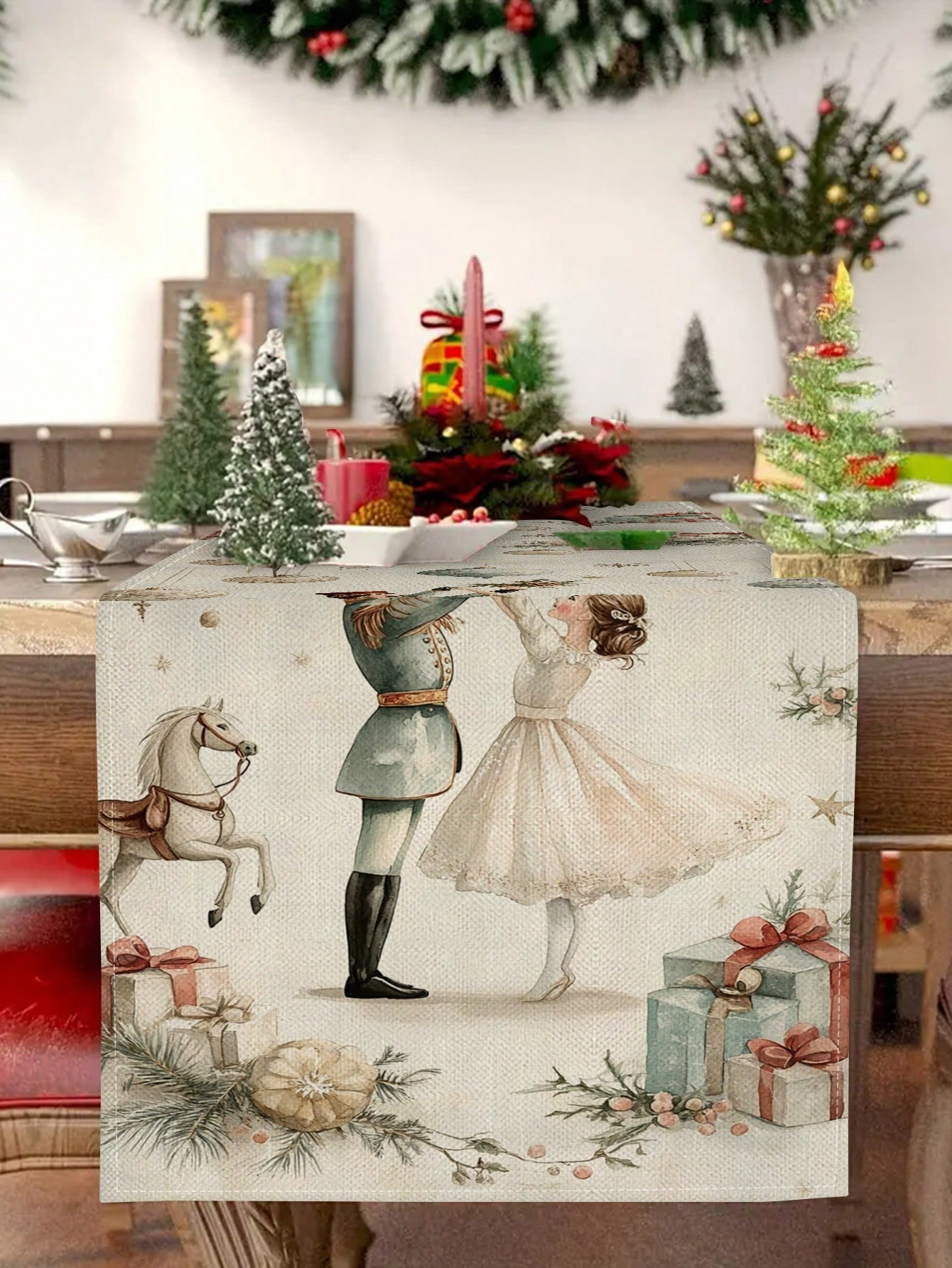1pc Christmas Nutcracker & Bal - Christmas Table Runner incelemesi ve fiyatı