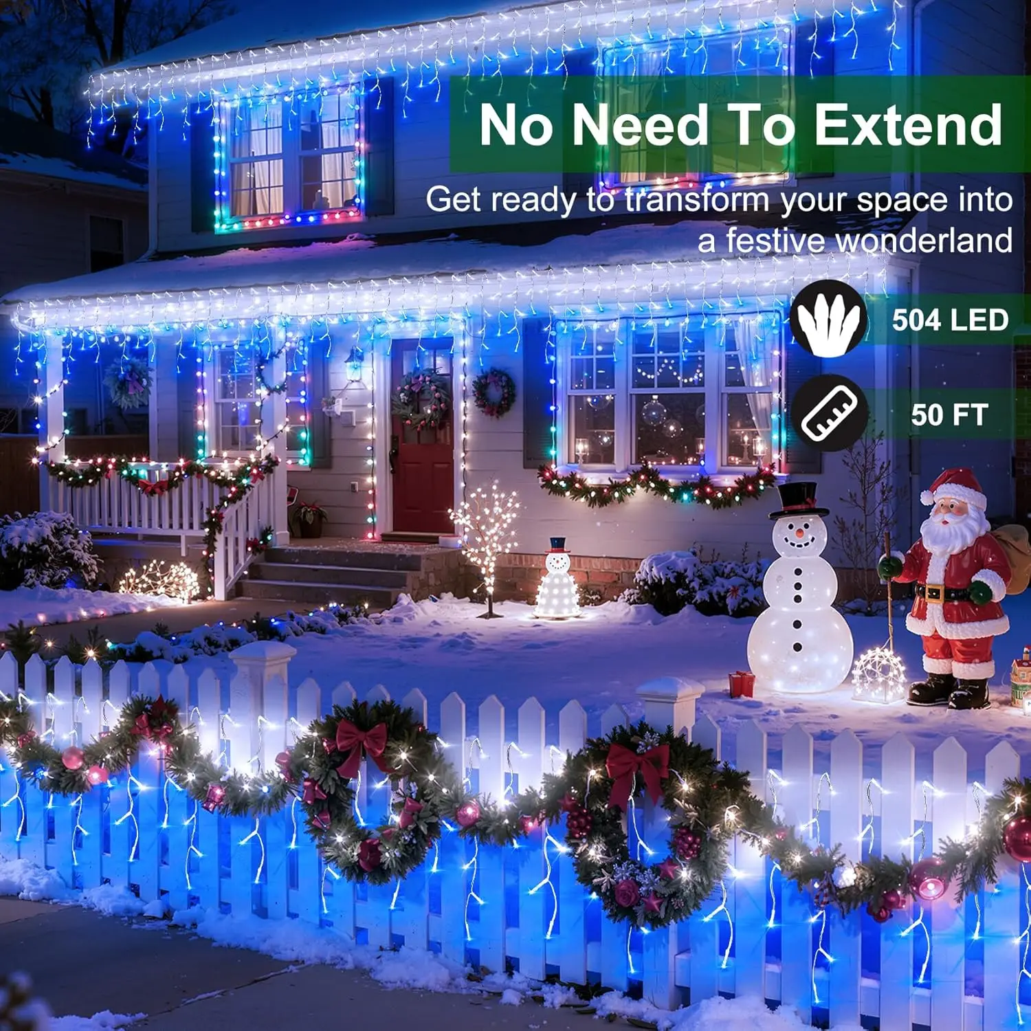 50ft 504 LED Icicle Lights, 12 - Led Fairy String Lights incelemesi ve fiyatı