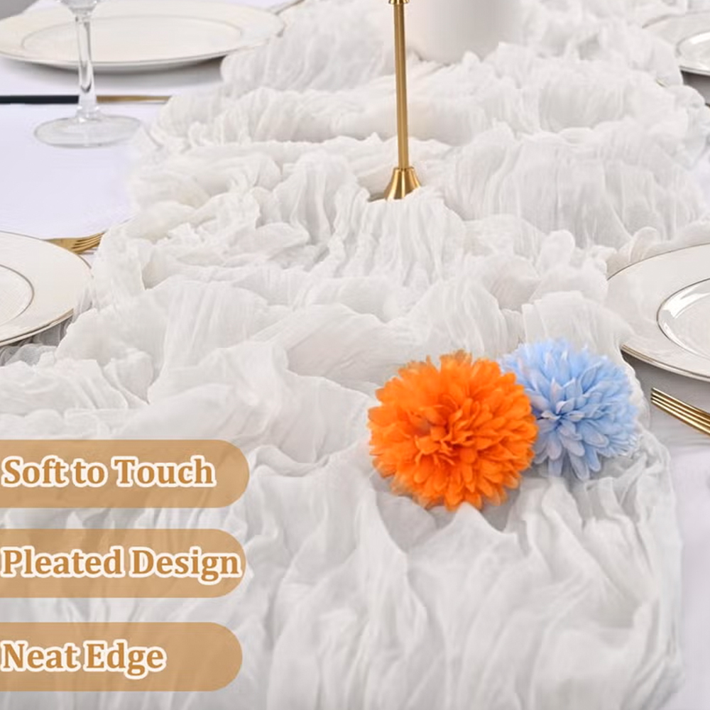 90x400CM Cheesecloth Table Run - Christmas Table Runner incelemesi ve fiyatı
