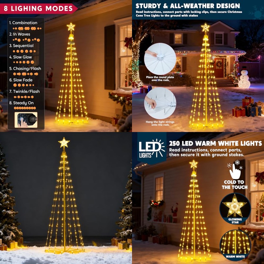 LED Christmas Cone Tree Lights - Star Tree Topper incelemesi ve fiyatı