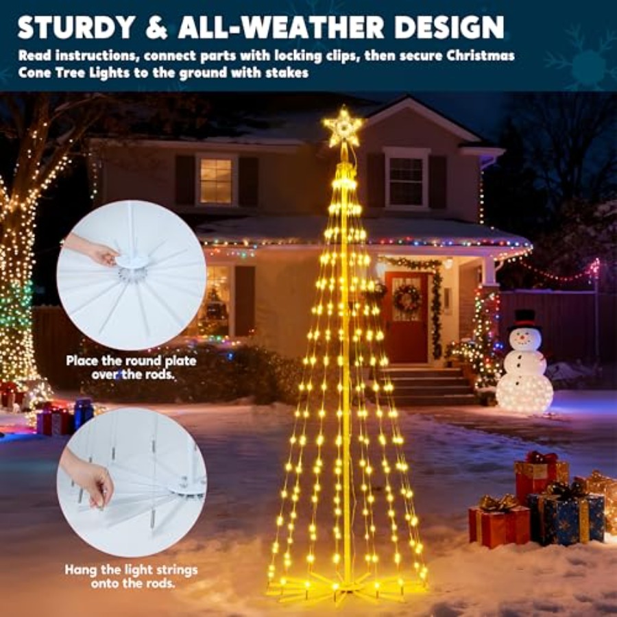 LED Christmas Cone Tree Lights - Star Tree Topper incelemesi ve fiyatı