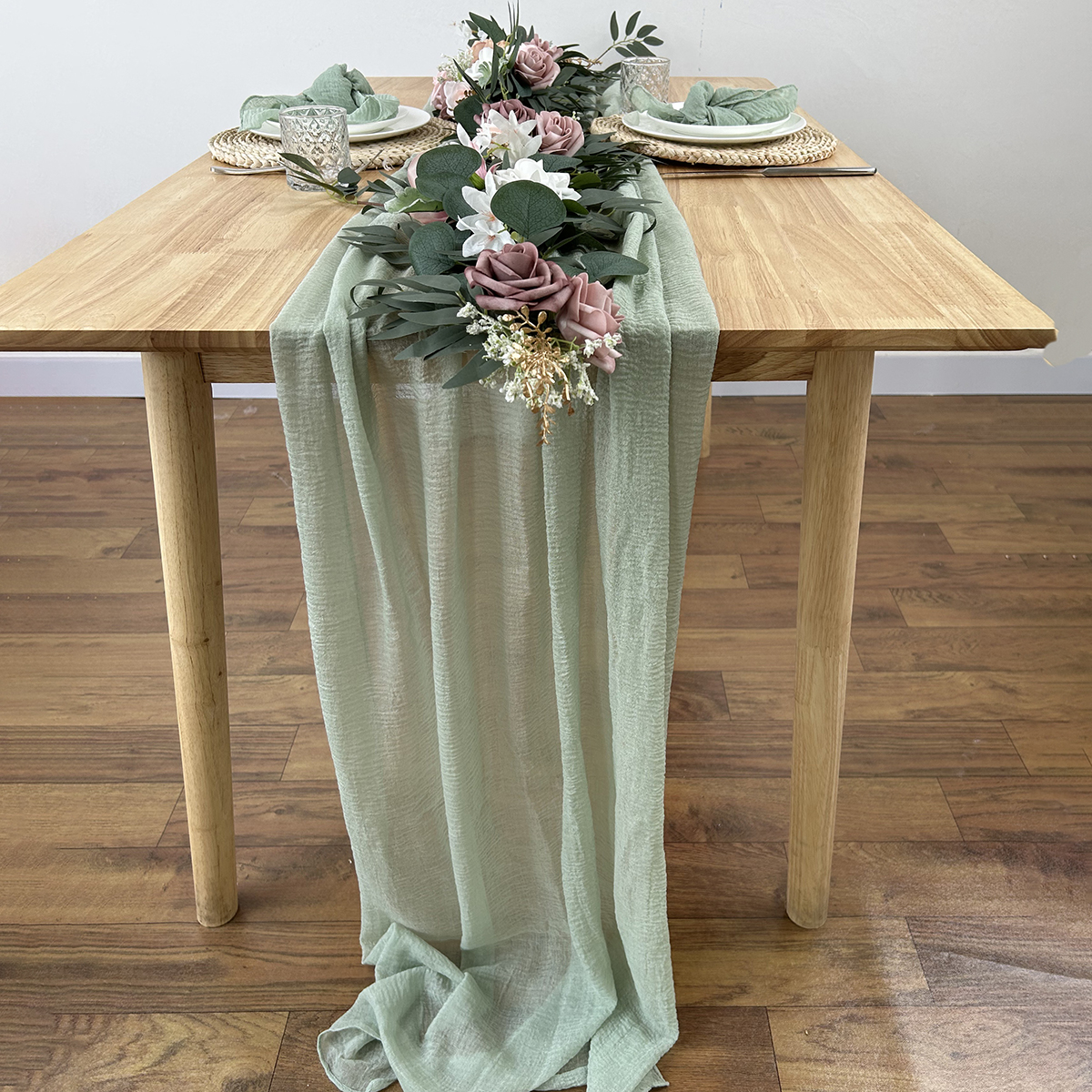 Sage Green Gauze Table Runner  - Christmas Table Runner incelemesi ve fiyatı