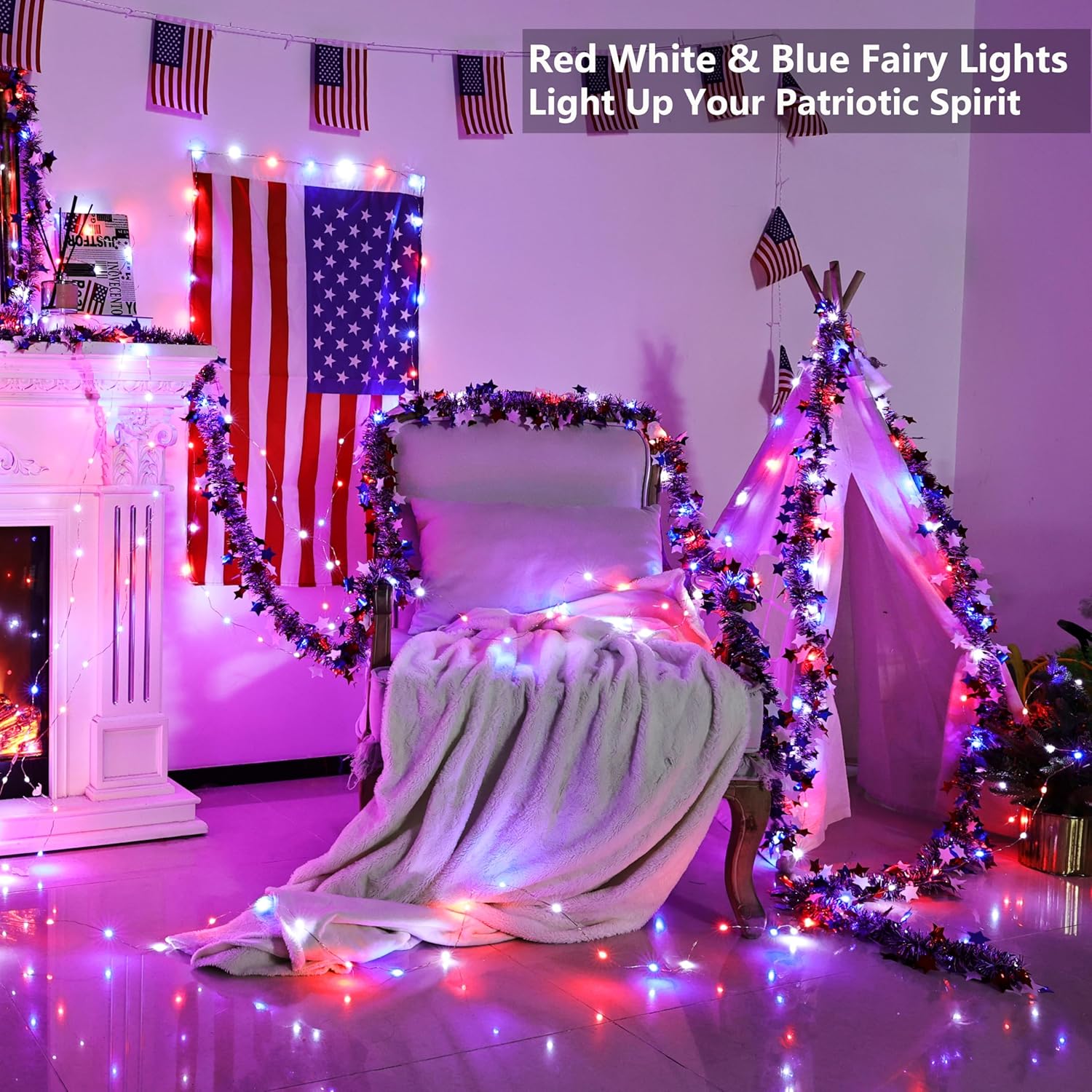 33ft 100 LED Red White Blue Fa - Led Fairy String Lights incelemesi ve fiyatı