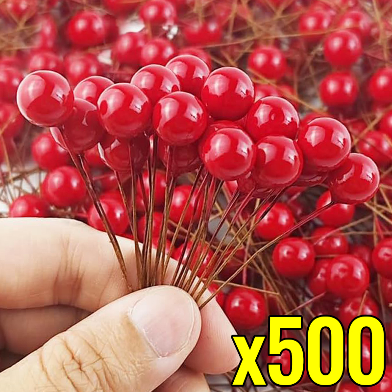 500/50pcs Mini Artificial Red  - Christmas Wreath Fake incelemesi ve fiyatı