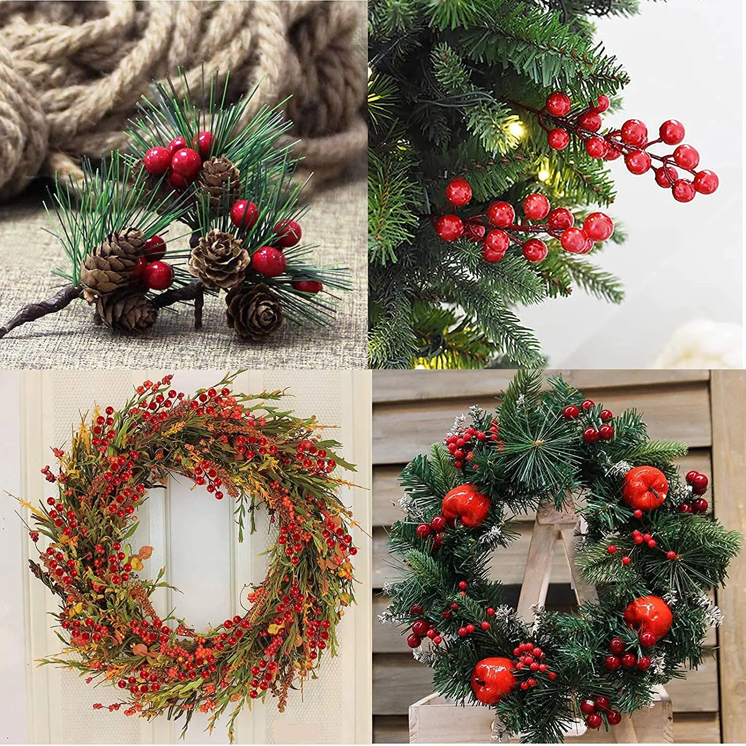 500/50pcs Mini Artificial Red  - Christmas Wreath Fake incelemesi ve fiyatı