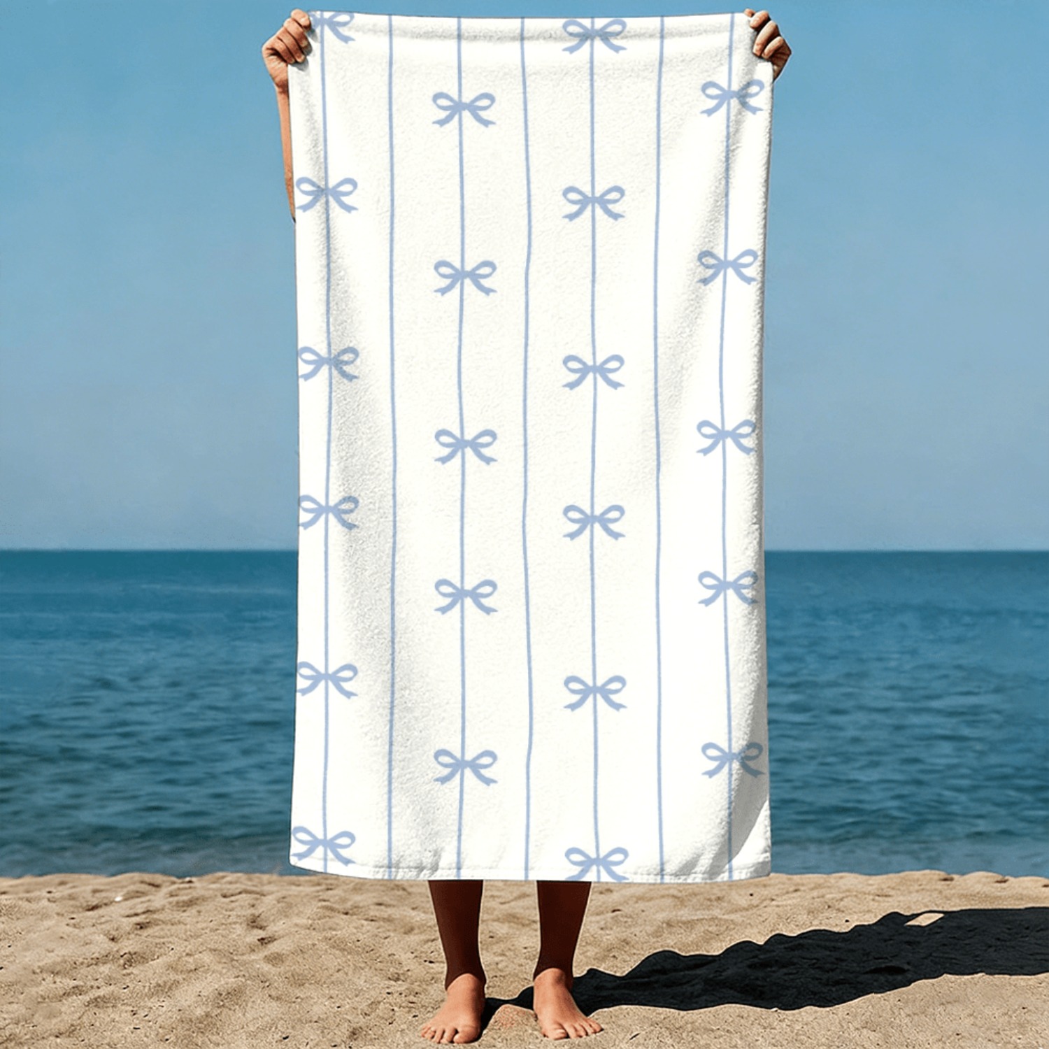 1pc Summer Beach Towel Blue Ri - Ribbon Bow Gift incelemesi ve fiyatı